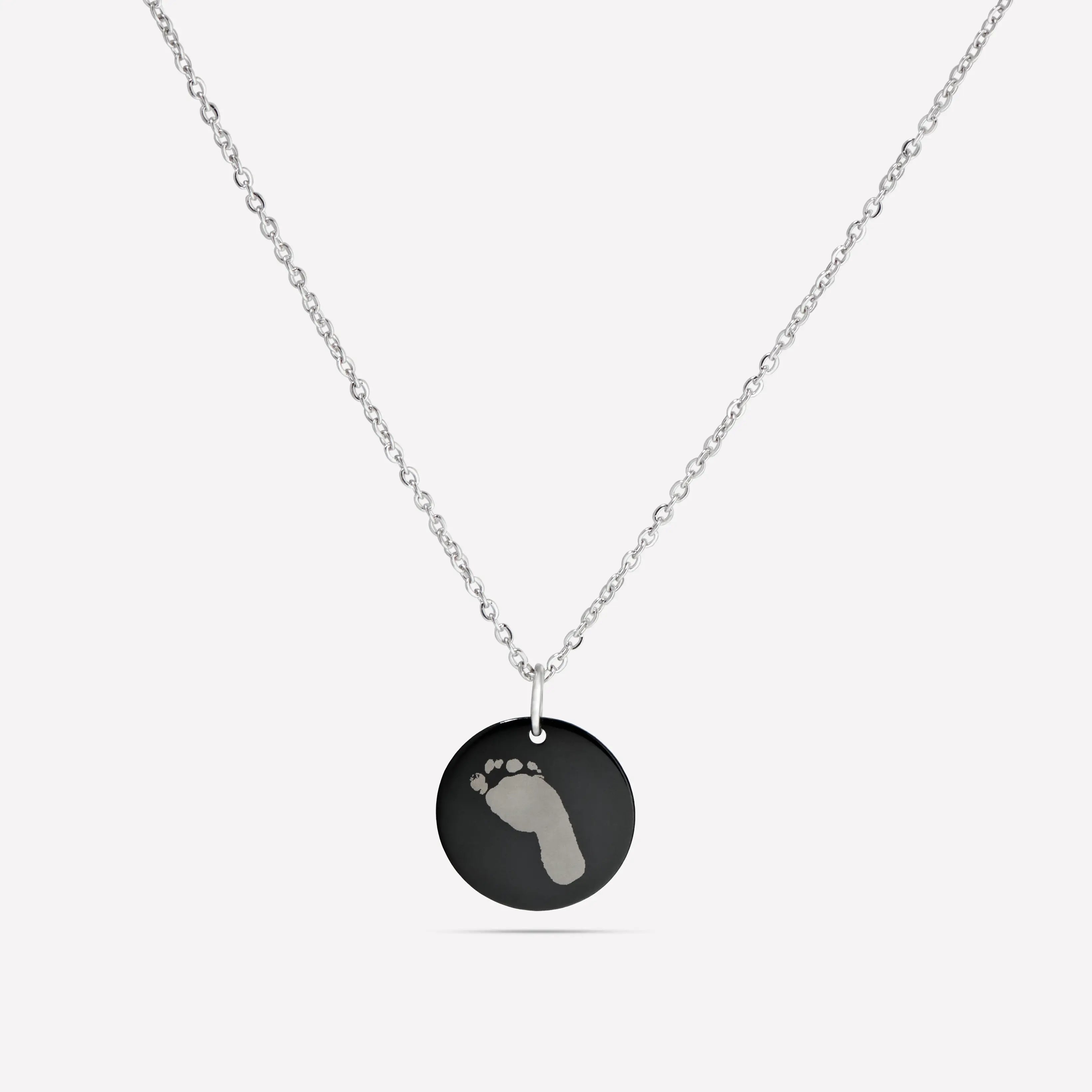 Baby Footprint Necklace Black