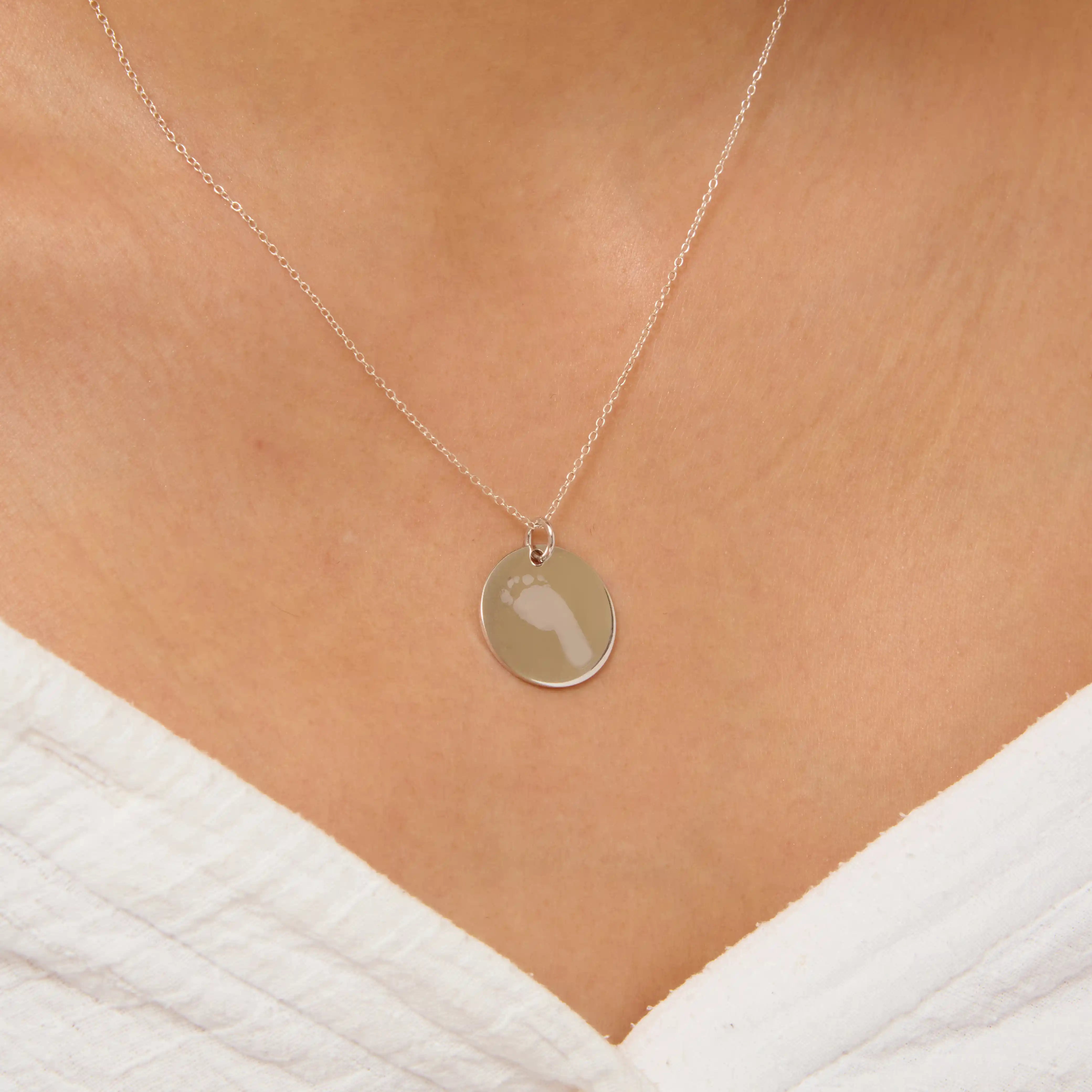 Baby Footprint Necklace Silver