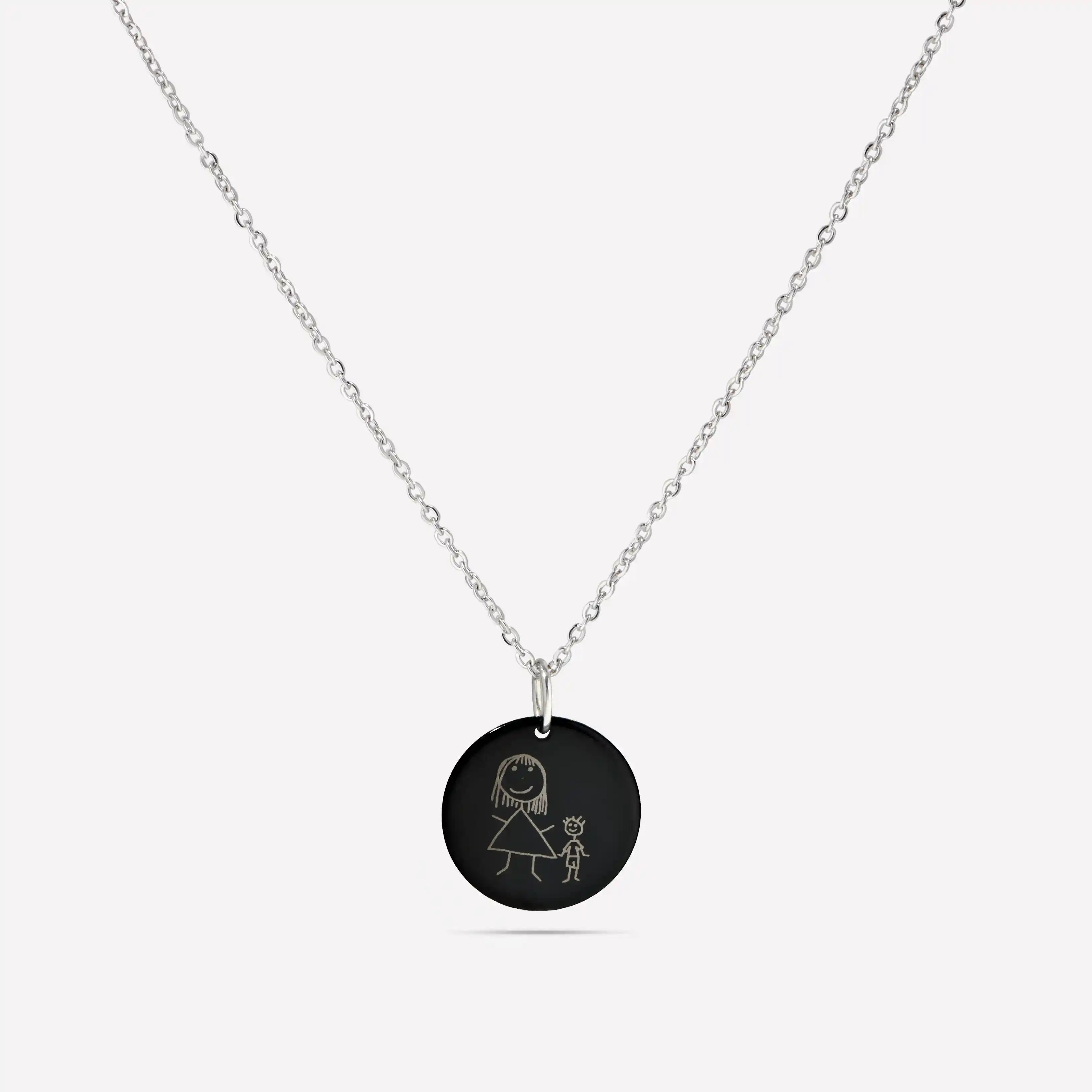 Childrens Drawing Necklace Black