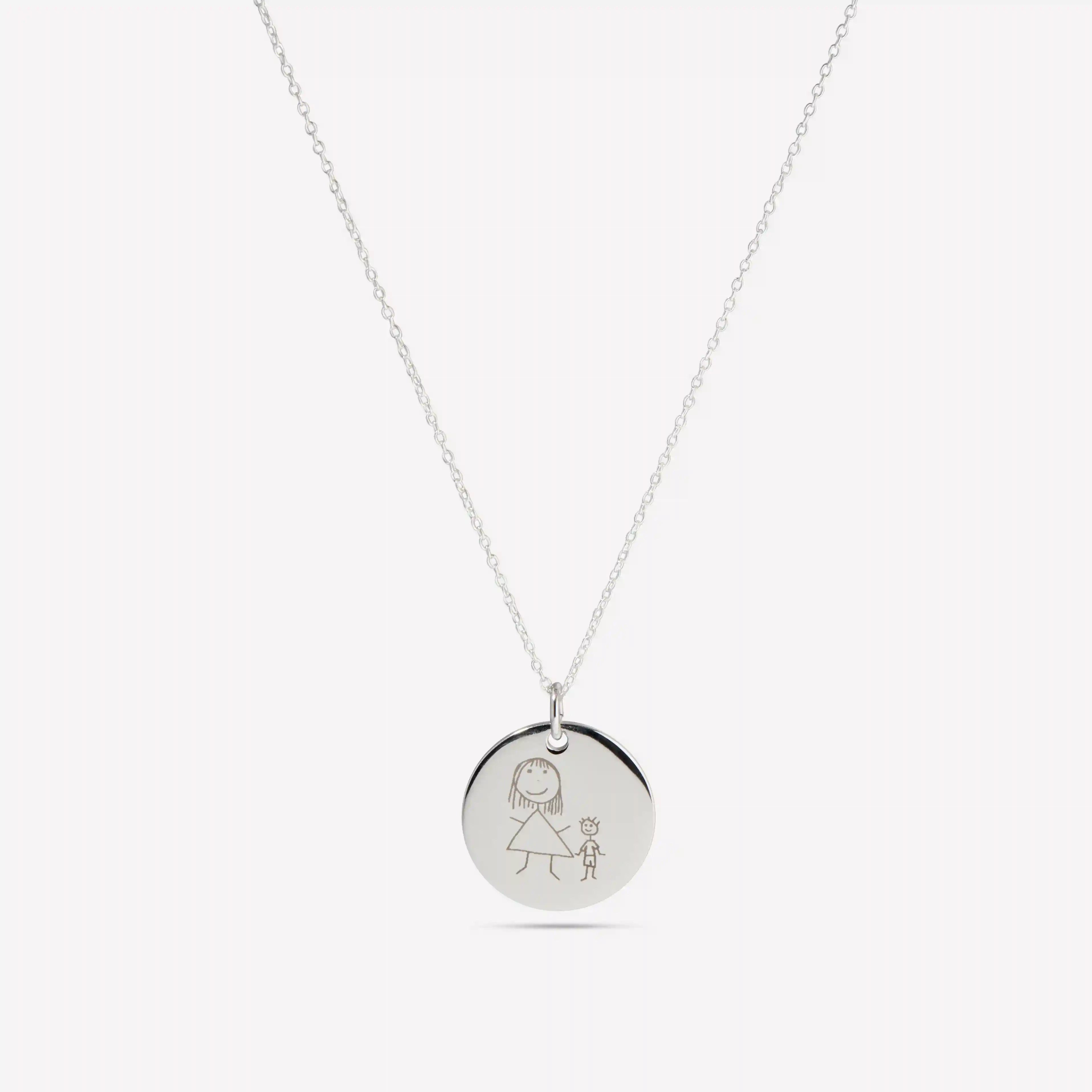 Childrens Drawing Necklace Silver