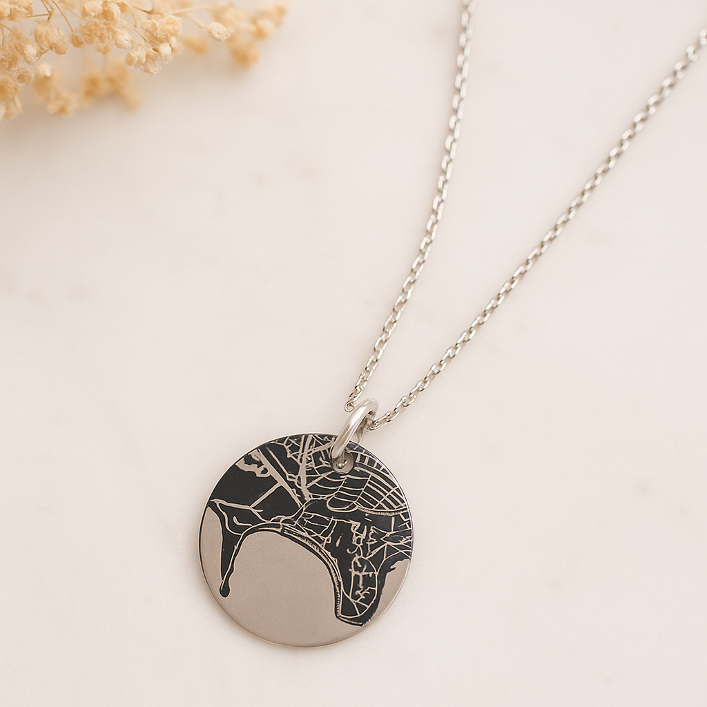 Custom Location Necklace Black 