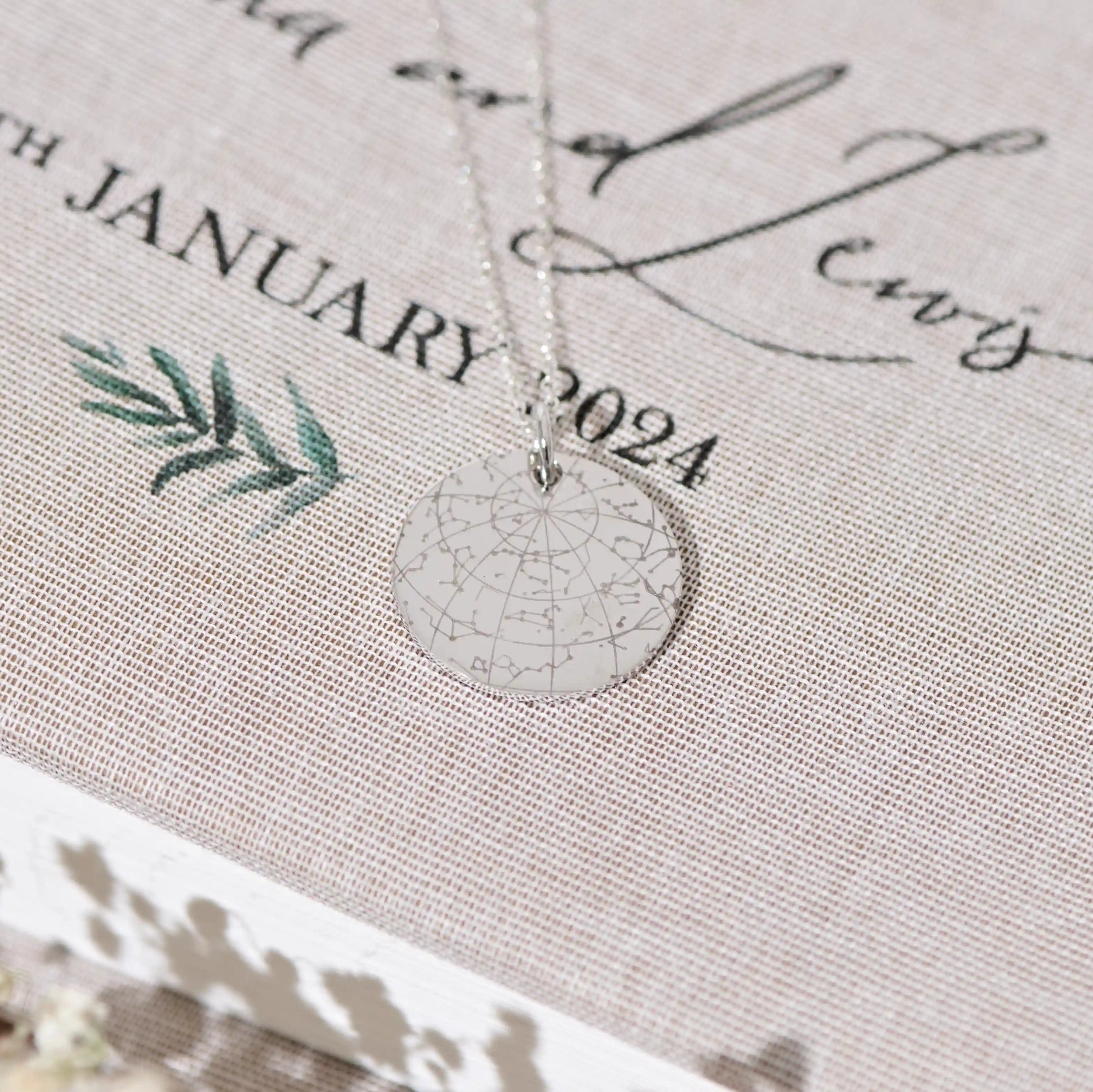 Custom Star Map Necklace Silver