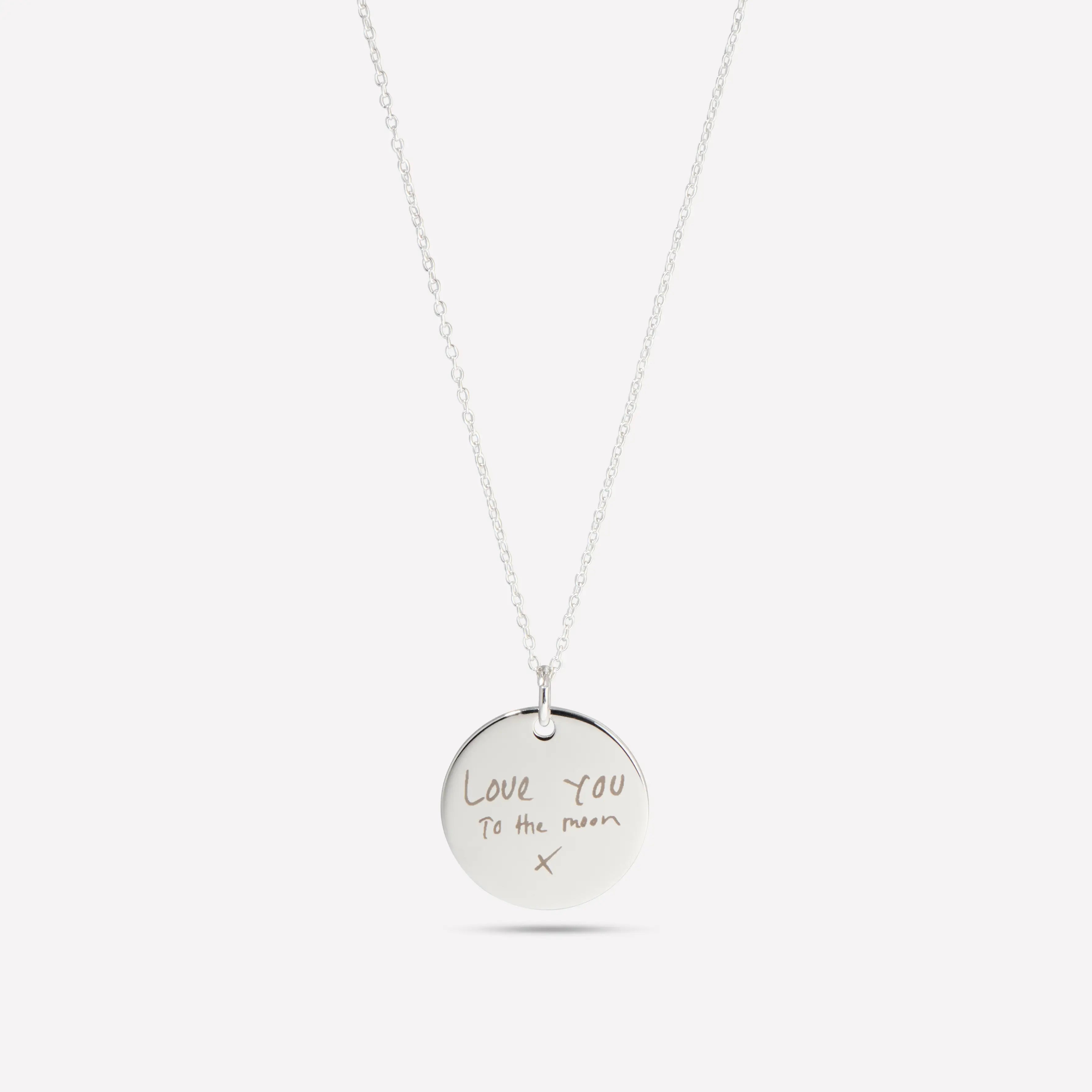 Engraved Handwriting Necklace Silver