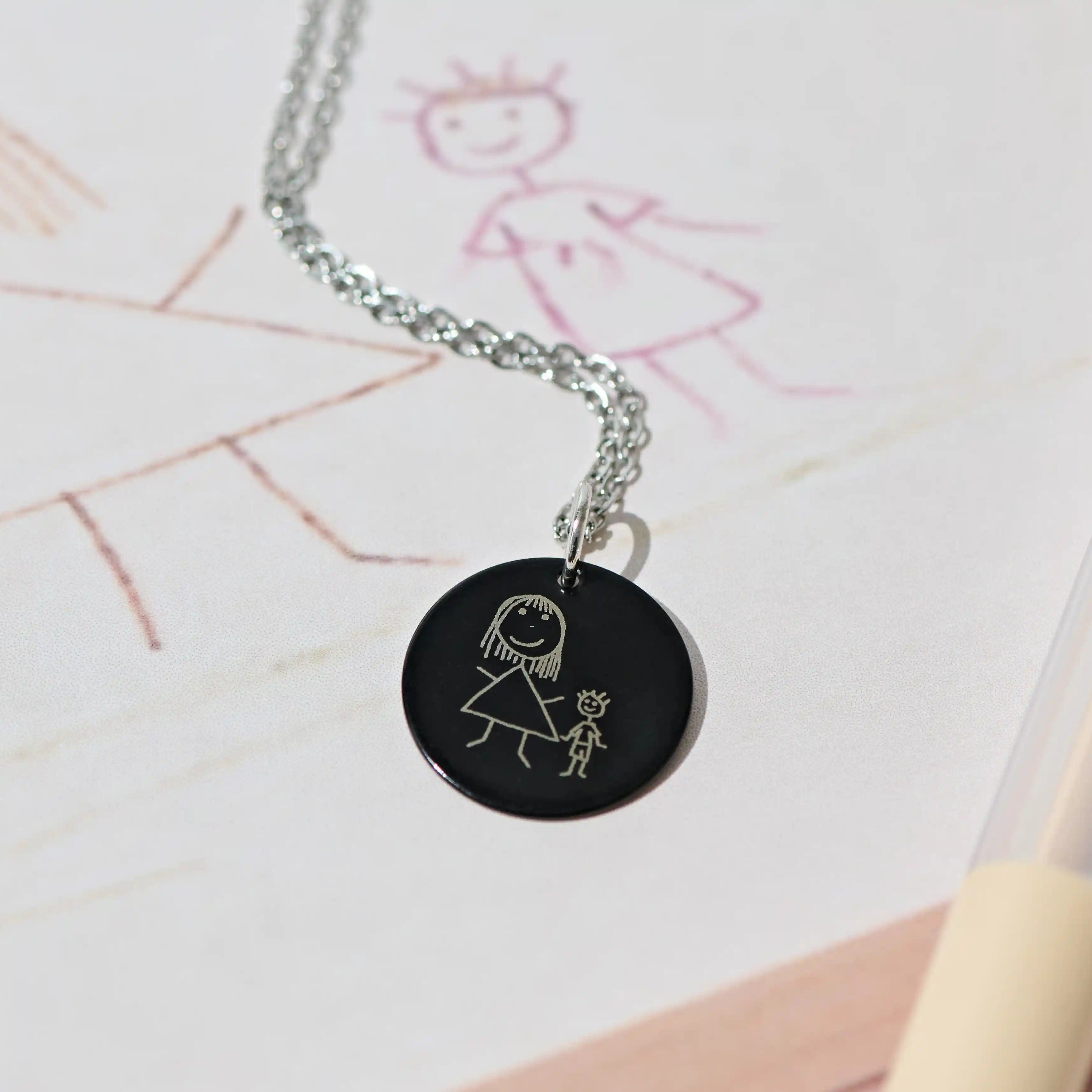 Kids Drawing Necklace Black