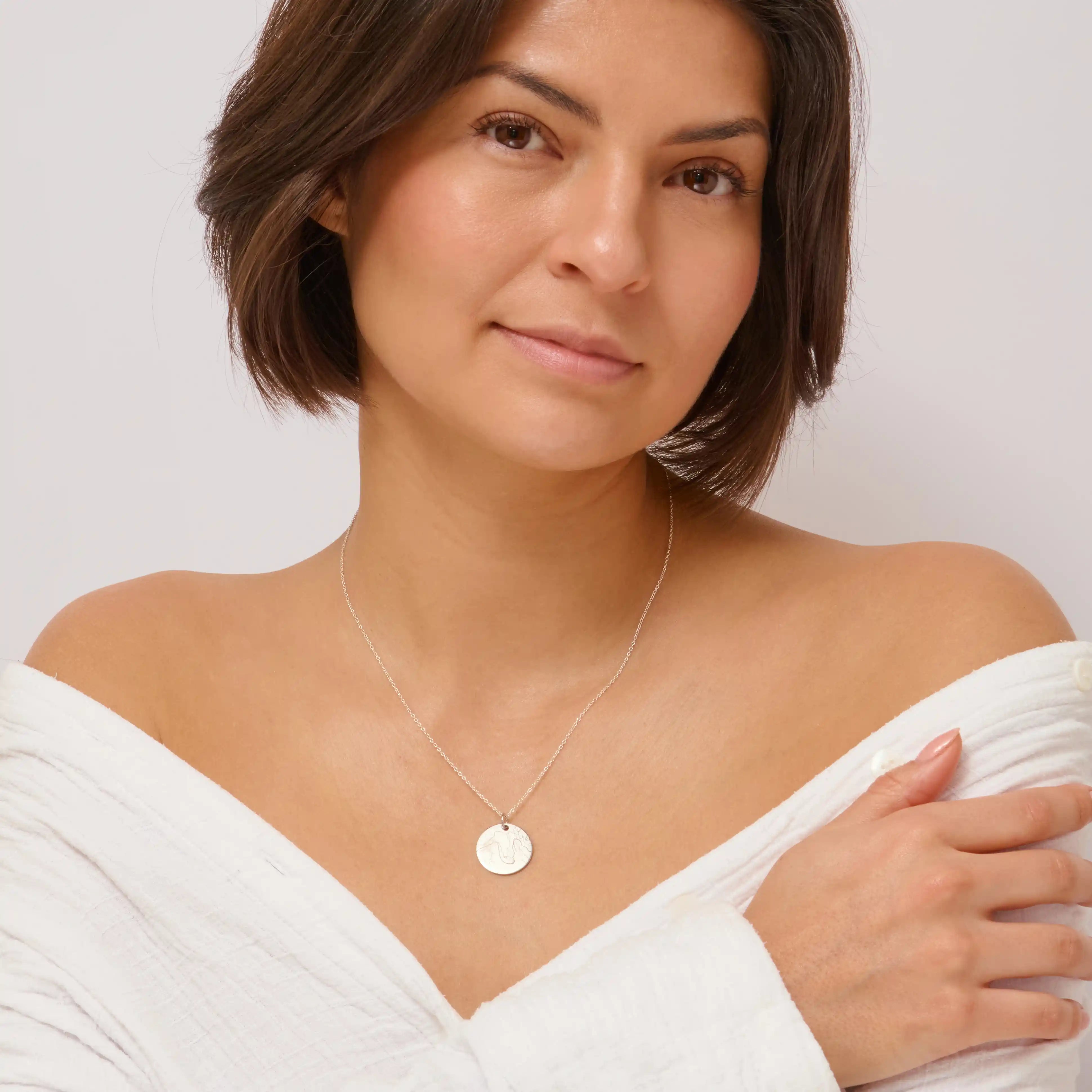 Personalised Map Necklace Silver