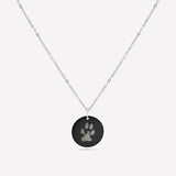 Personalised Paw Print Necklace Black Engraved Pendant