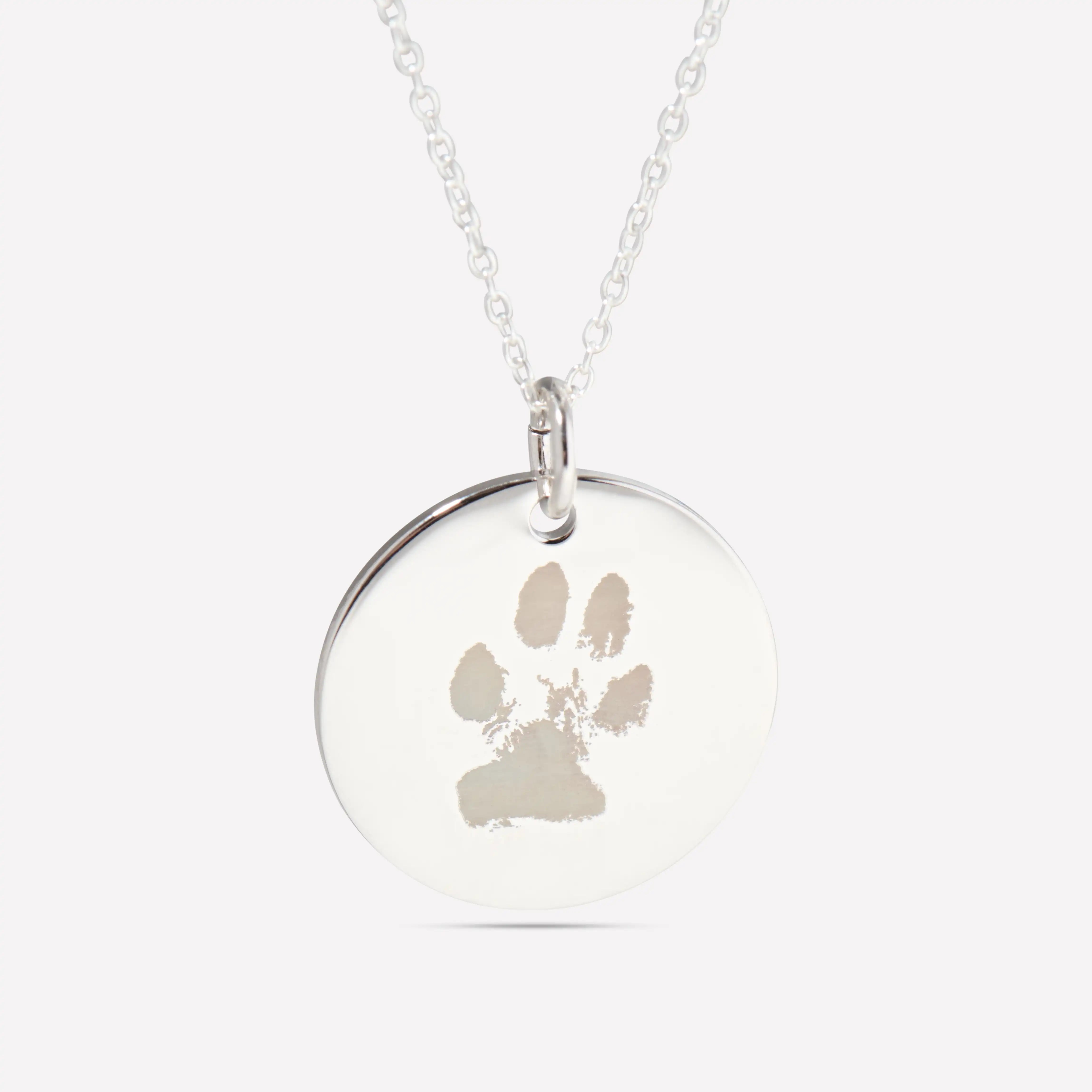 Personalised Paw Print Necklace Silver 
