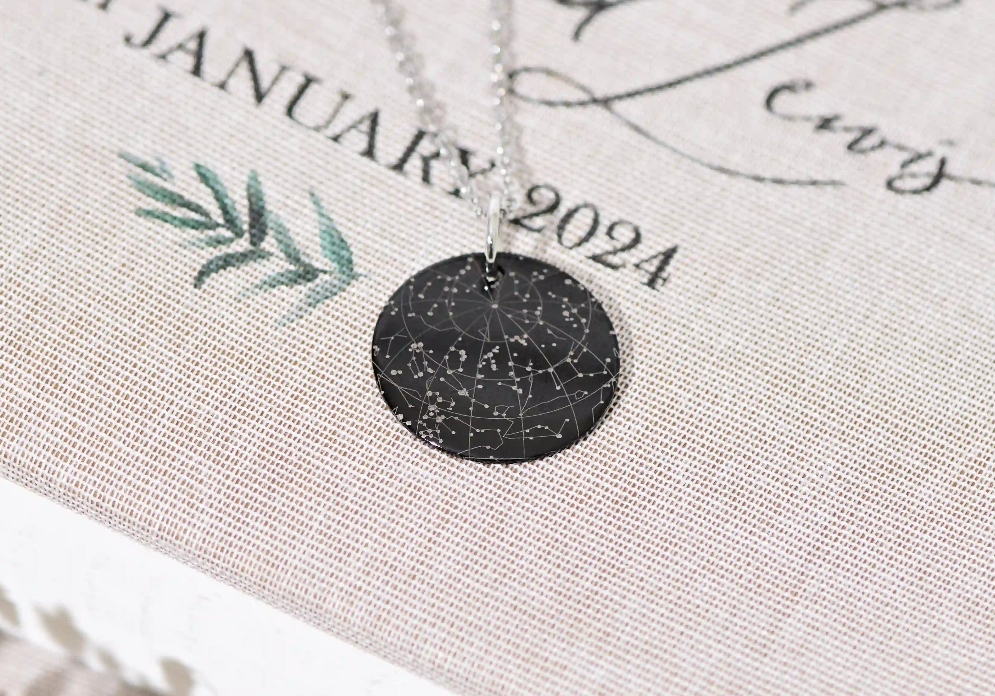 Personalised Star Map Necklace Black 
