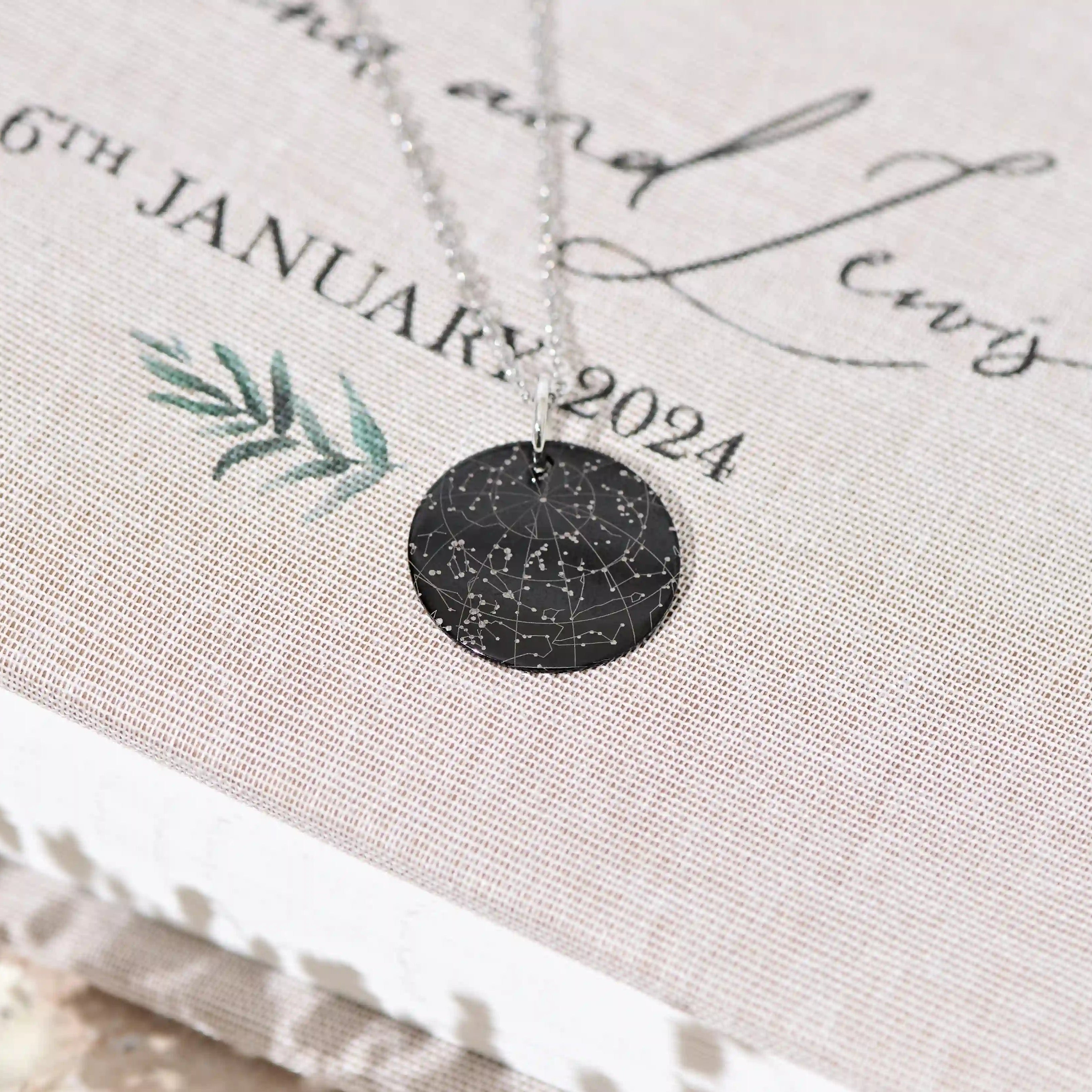 Personalised Star Map Necklace Black 
