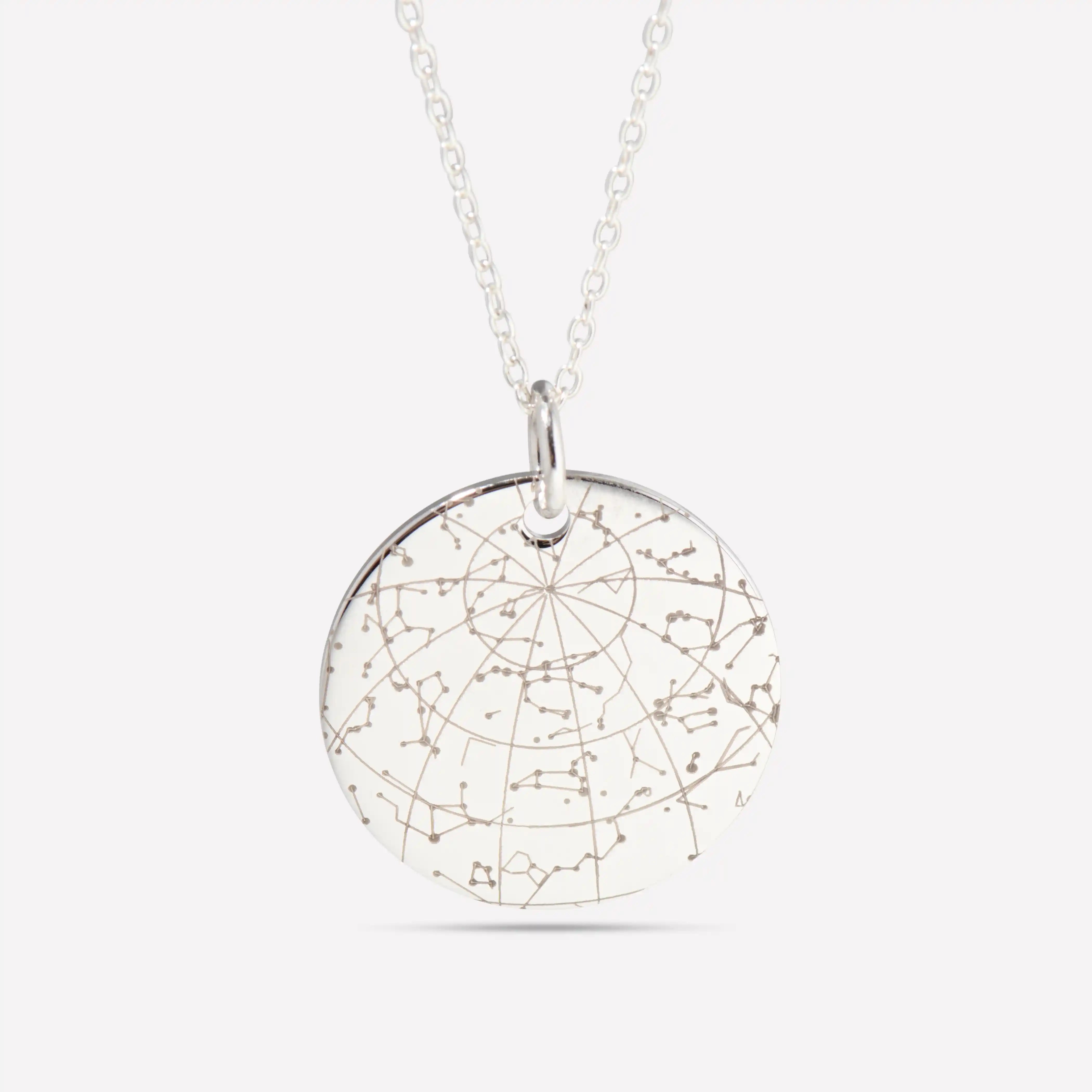 Personalised Star Map Necklace Silver