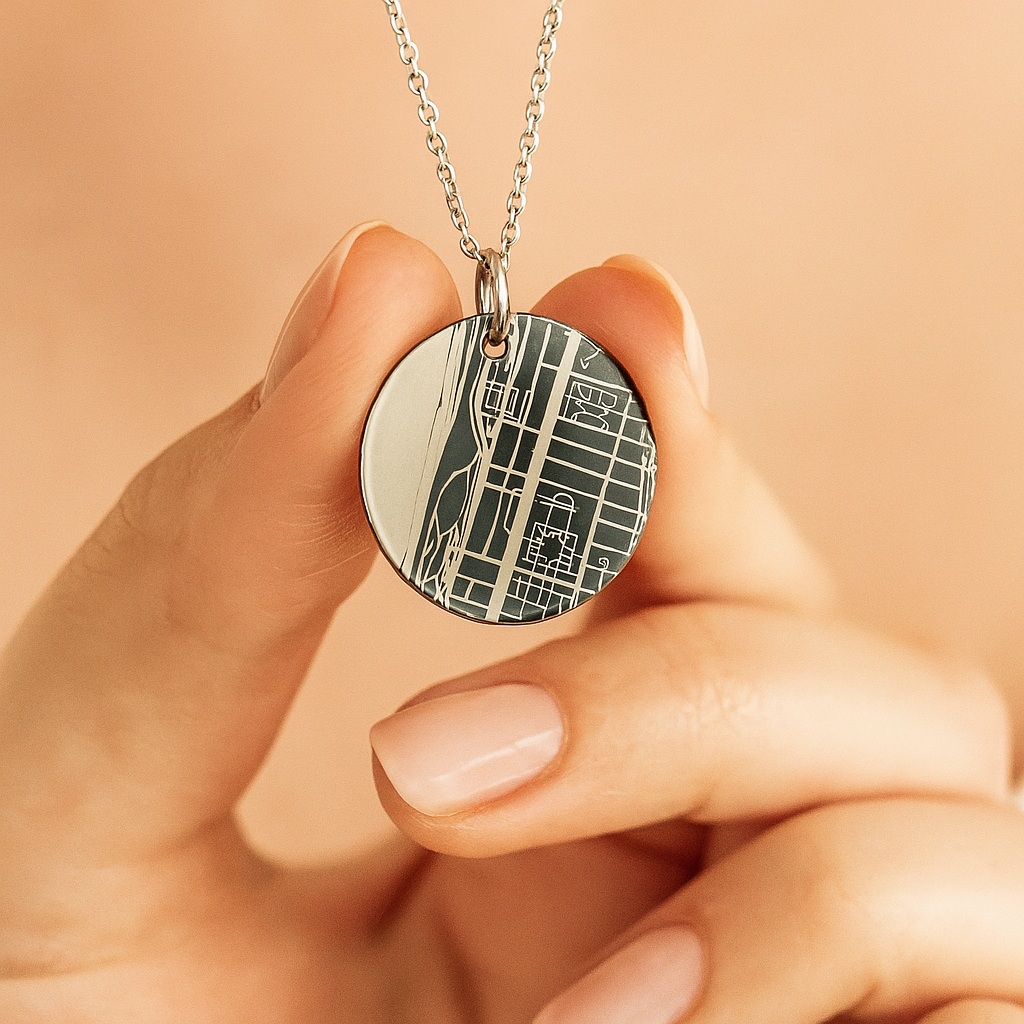 Personalised Street Map Necklace Black