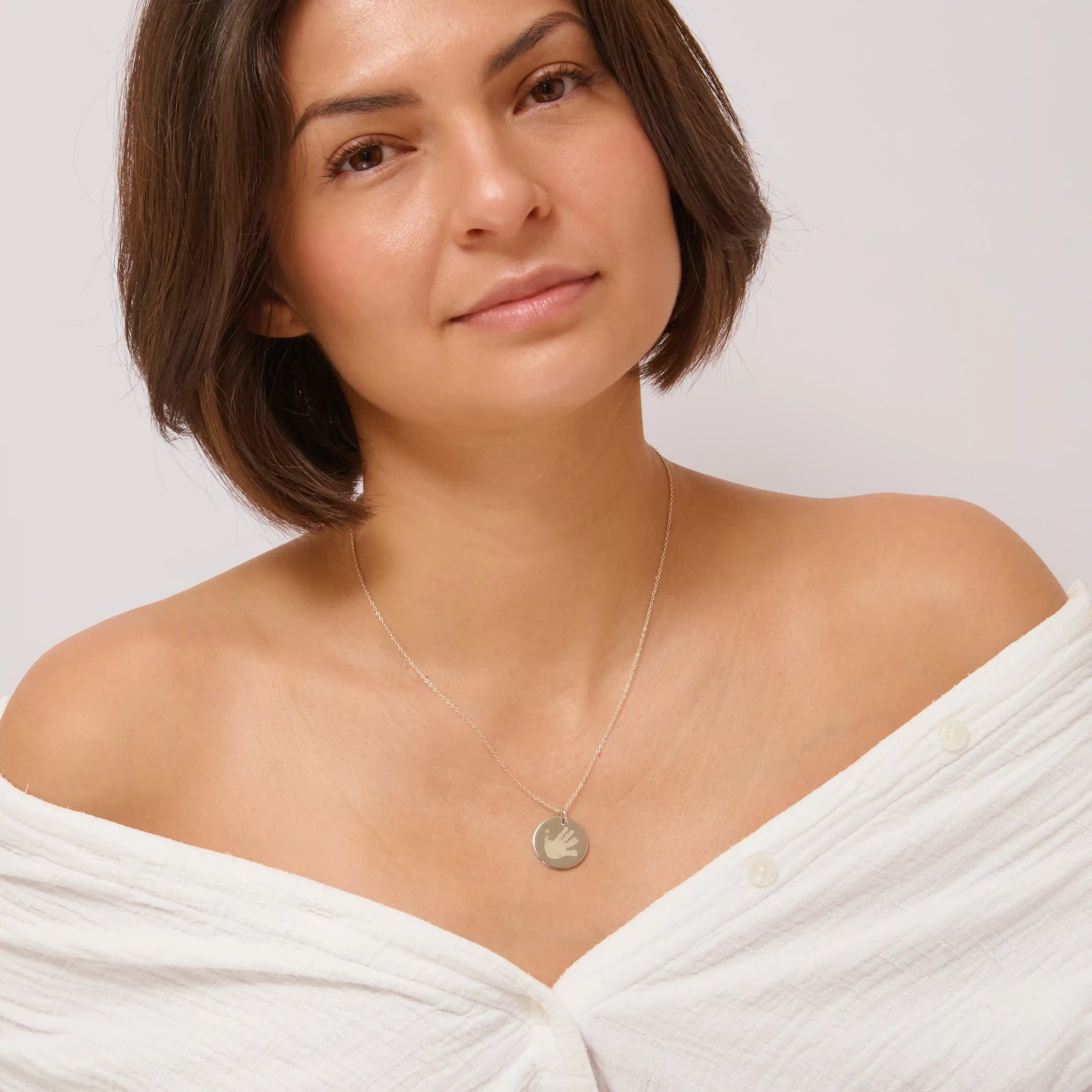 Silver Personalised Handprint Necklace